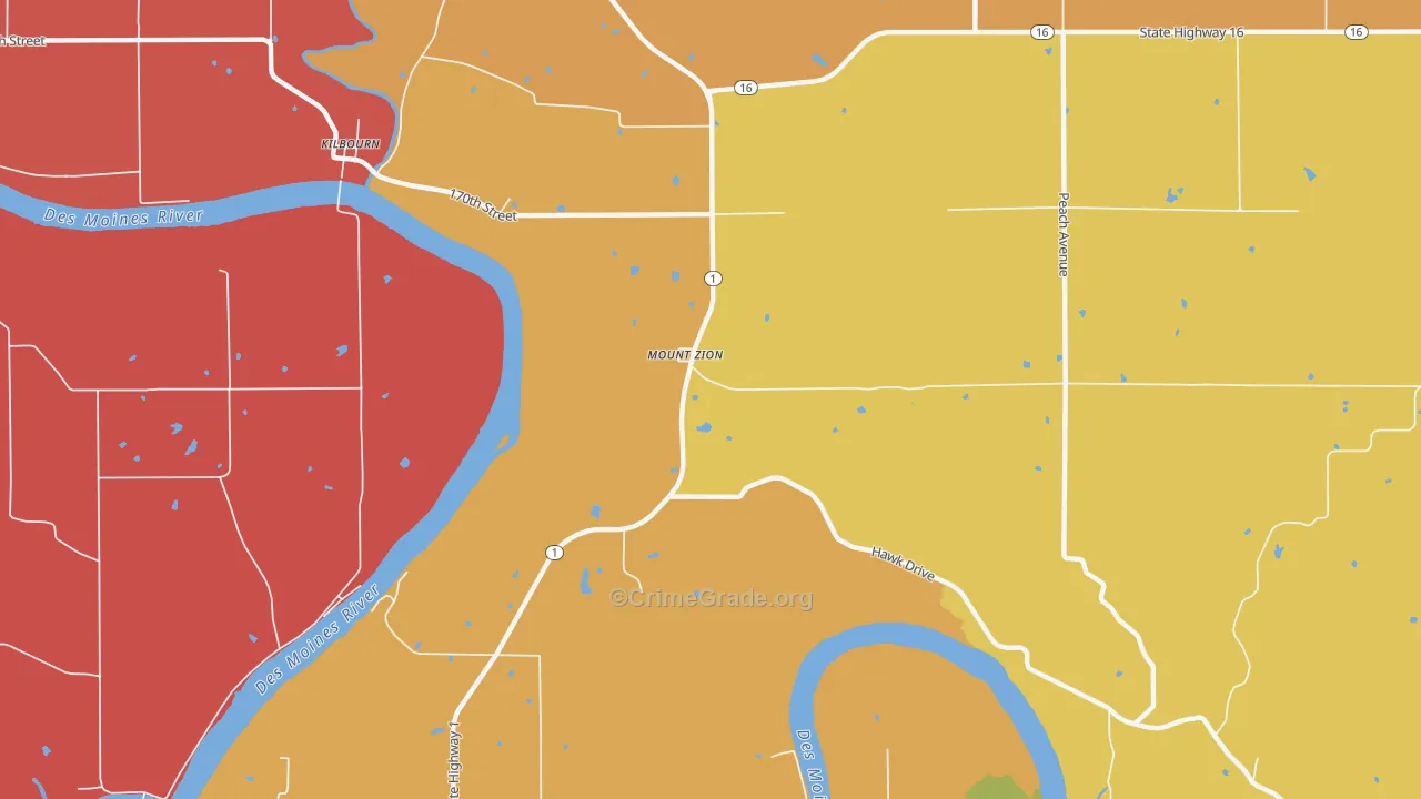 Mount Zion, IA Map of Murder Rates