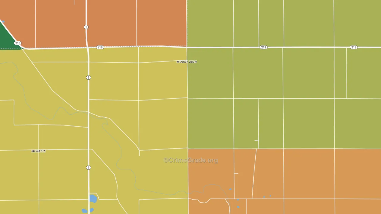 Mount Zion, IN Map of Murder Rates