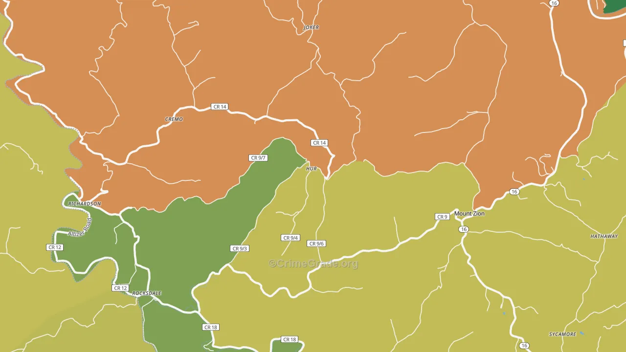 Mount Zion, WV Map of Murder Rates