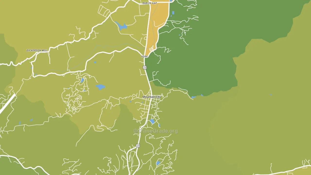 Mountain City, GA Map of Murder Rates