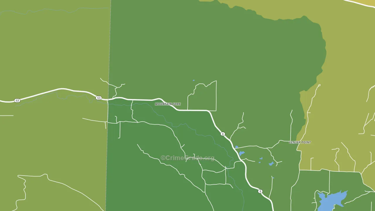 Mountain Fork, AR Map of Murder Rates