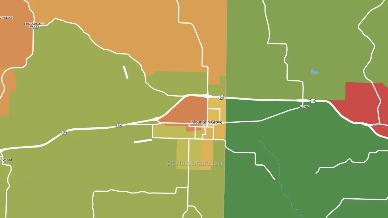 Mountain Grove, MO Map of Murder Rates