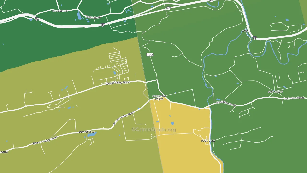 Mountain Grove, PA Map of Murder Rates