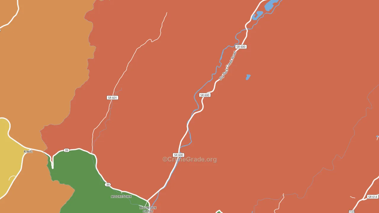 Mountain Grove, VA Map of Murder Rates