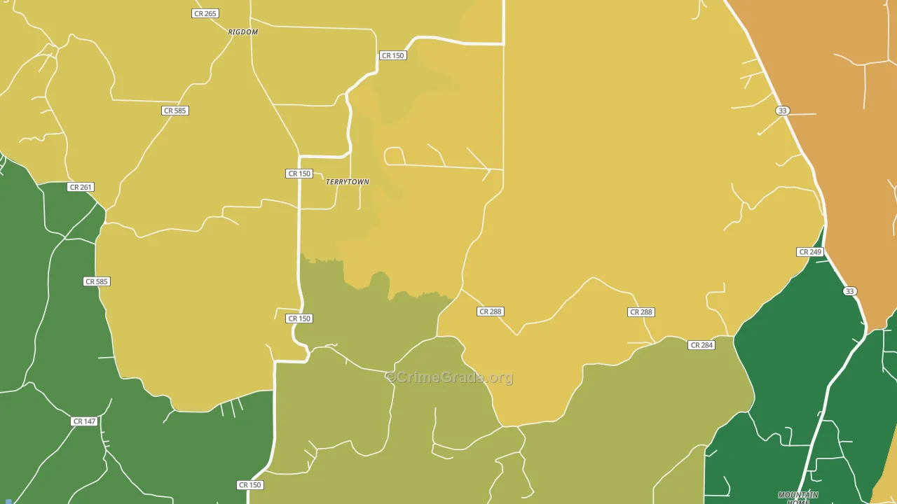 Mountain Home, AL Map of Murder Rates