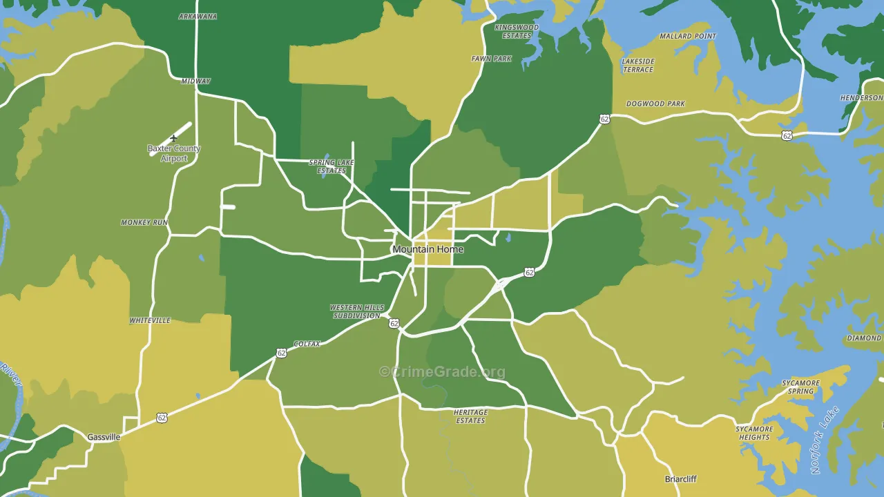 Mountain Home, AR Map of Murder Rates