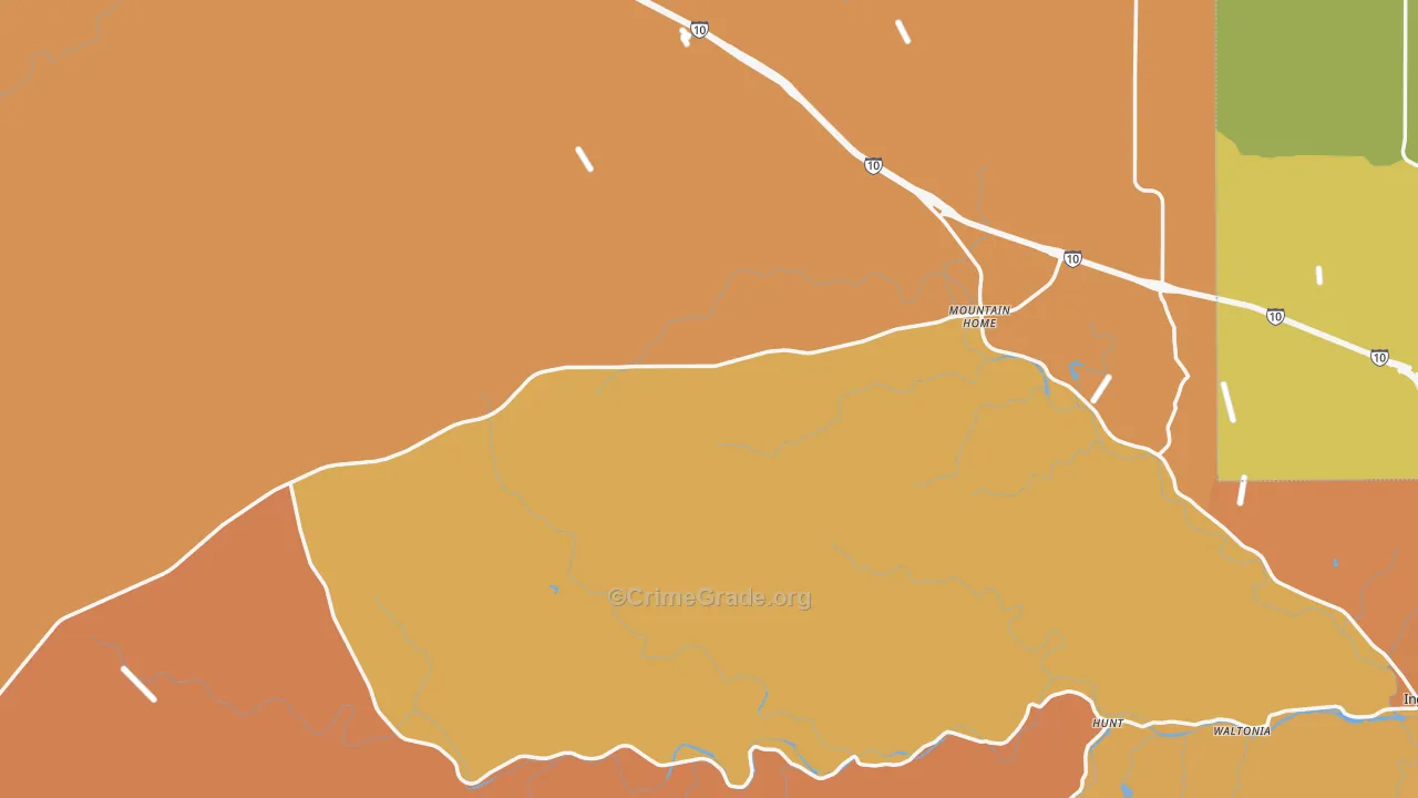 Mountain Home, TX Map of Murder Rates