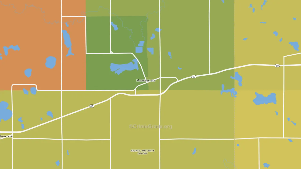 Mountain Lake, MN Map of Murder Rates