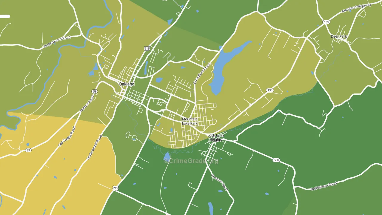Mountain Lake Park, MD Map of Murder Rates