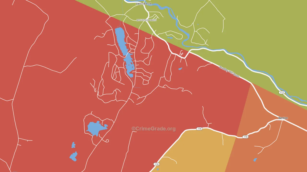 Mountain Lakes, NH Map of Murder Rates