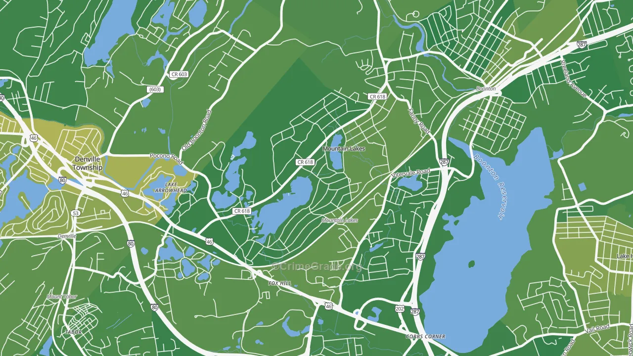 Mountain Lakes, NJ Map of Murder Rates