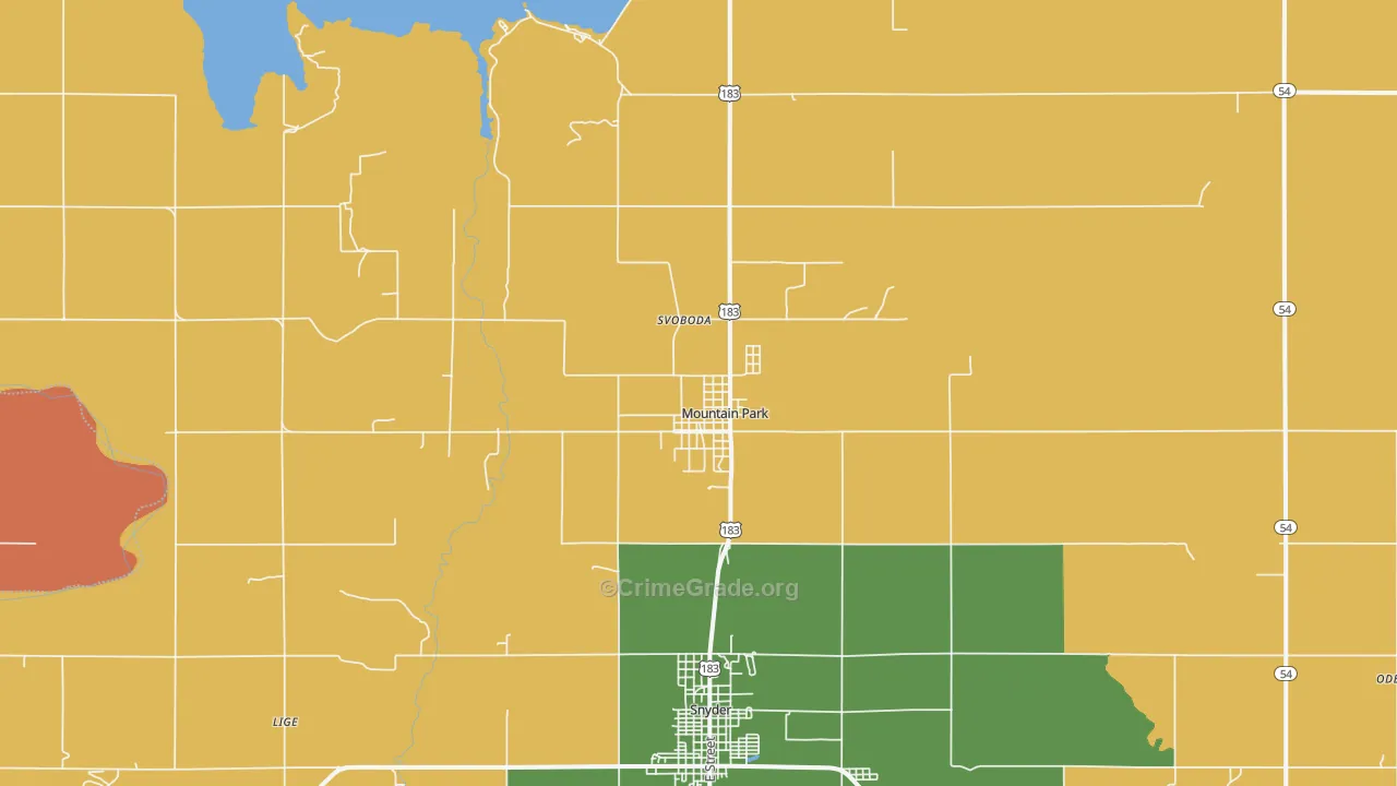Mountain Park, OK Map of Murder Rates