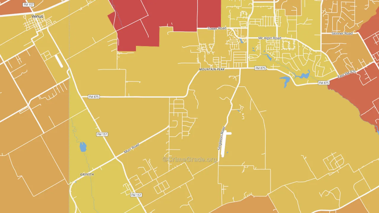 Mountain Peak, TX Map of Murder Rates