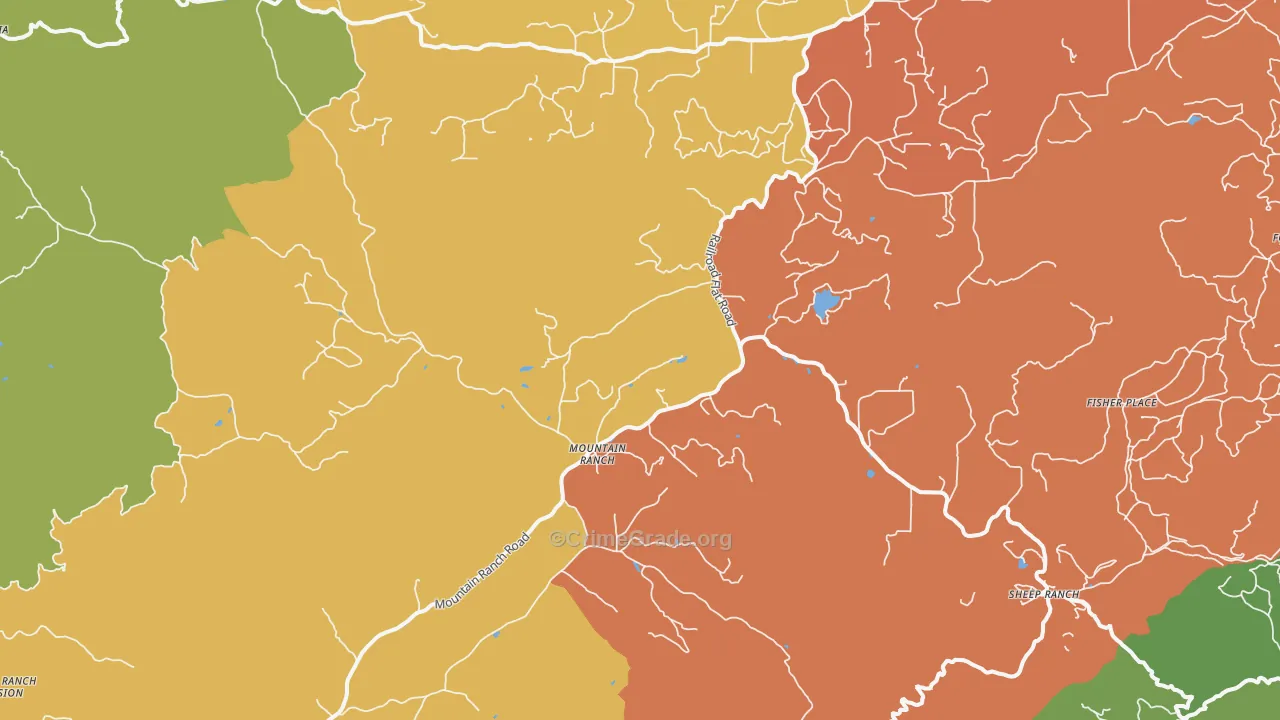 Mountain Ranch, CA Map of Murder Rates