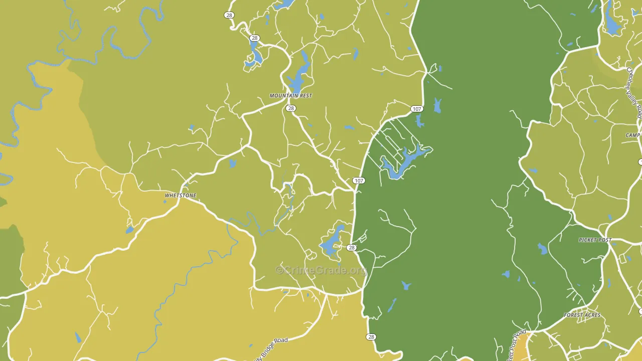 Mountain Rest, SC Map of Murder Rates