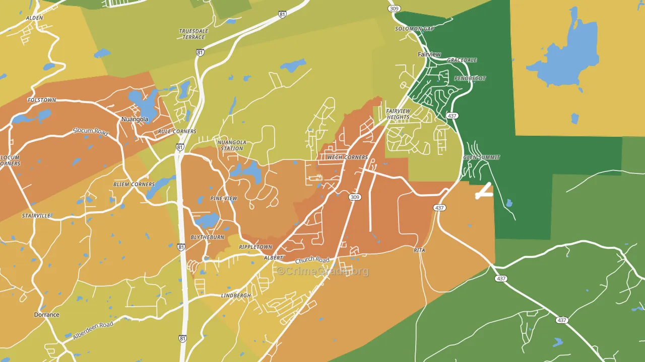 Mountain Top, PA Map of Murder Rates