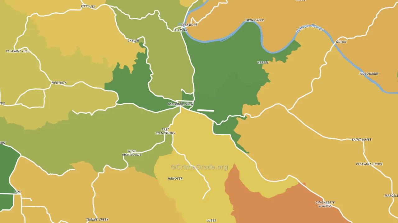 Mountain View, AR Map of Murder Rates