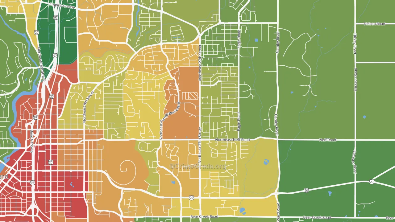 Mountain View, Bend, OR Map of Murder Rates
