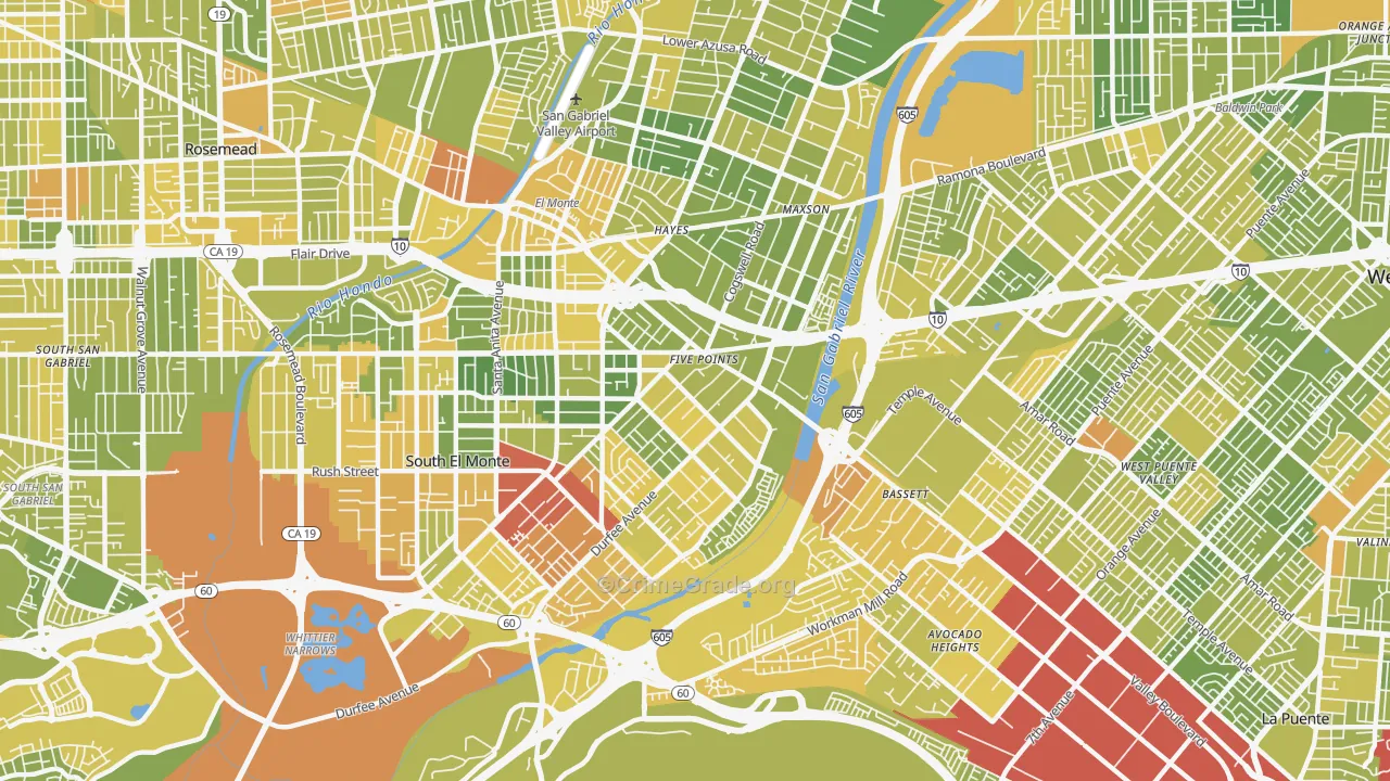 Mountain View, El Monte, CA Map of Murder Rates