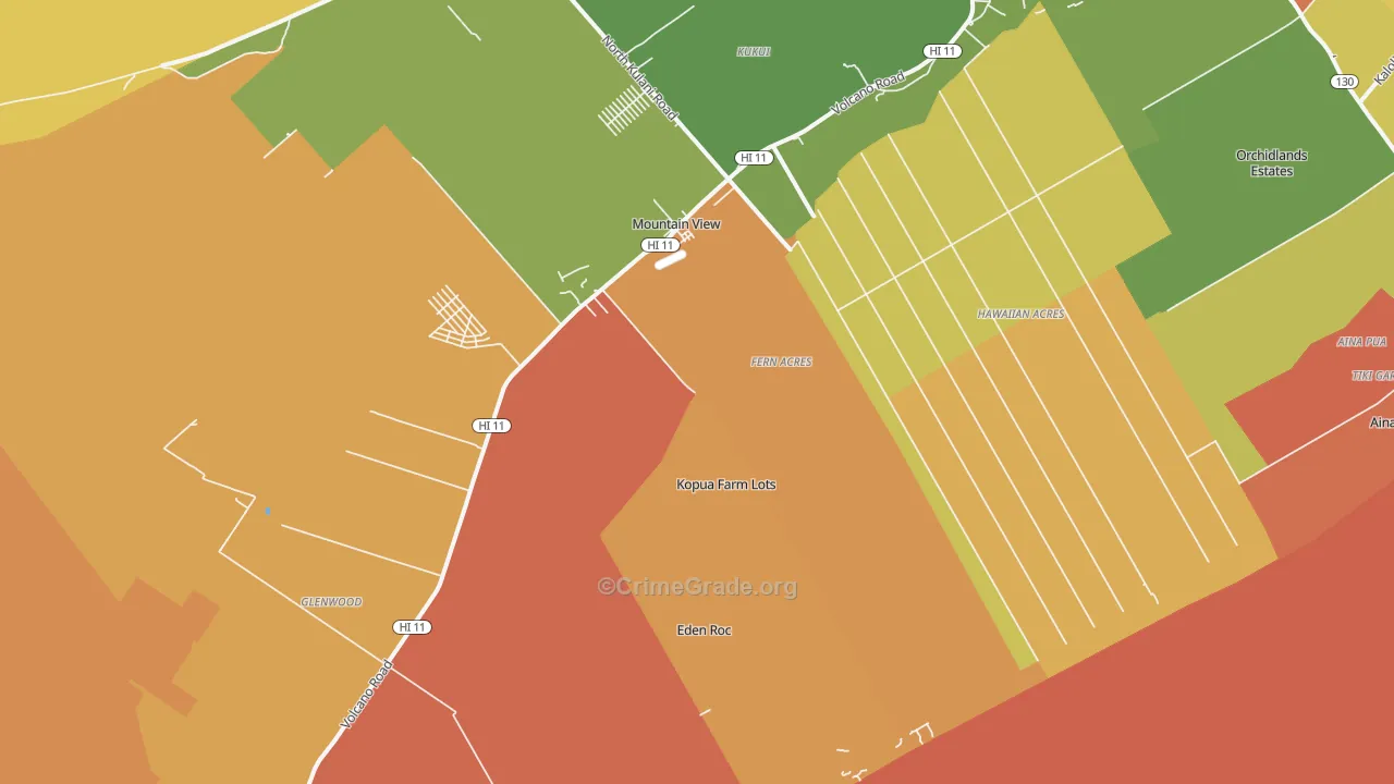 Mountain View, HI Map of Murder Rates