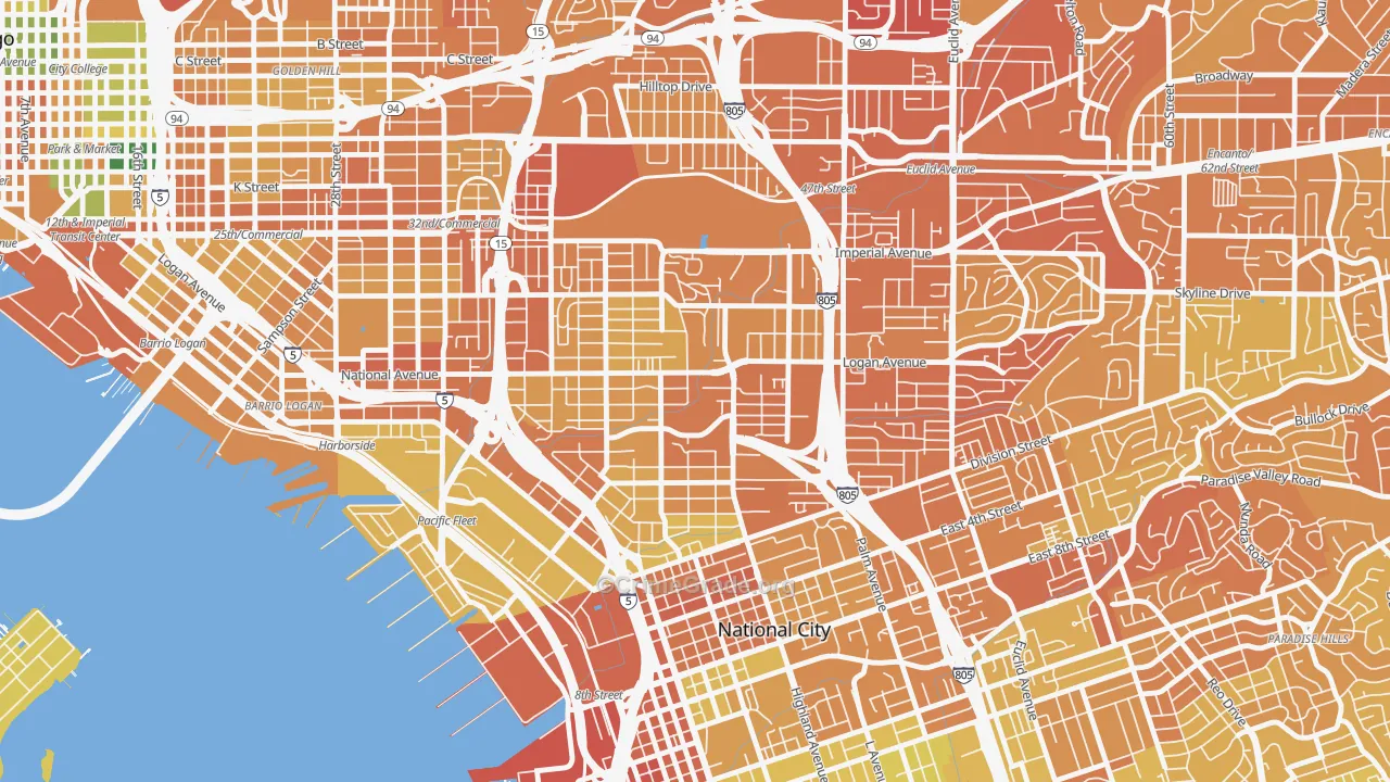 Mountain View San Diego, San Diego, CA Map of Murder Rates