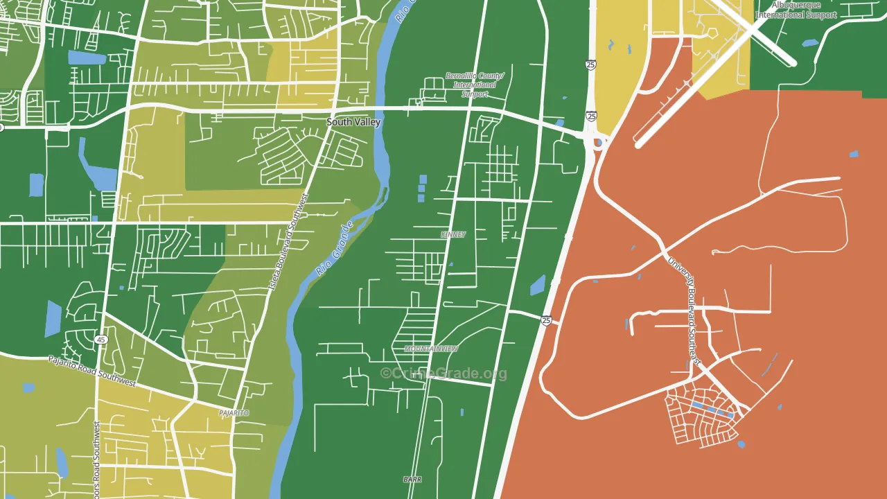 Mountain View, South Valley, NM Map of Murder Rates