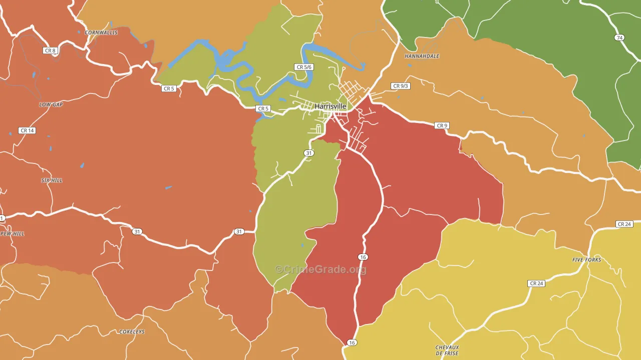 Mountain, WV Map of Murder Rates