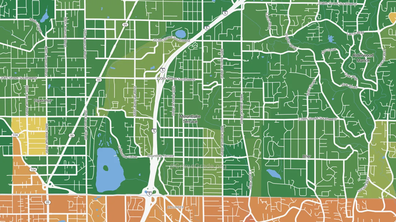 Mountlake Terrace, WA Map of Murder Rates