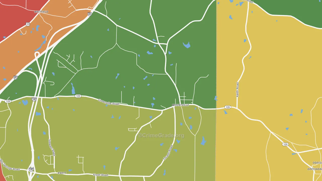 Mountville, GA Map of Murder Rates