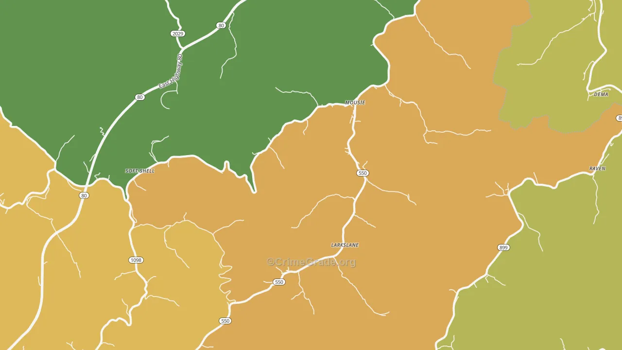 Mousie, KY Map of Murder Rates