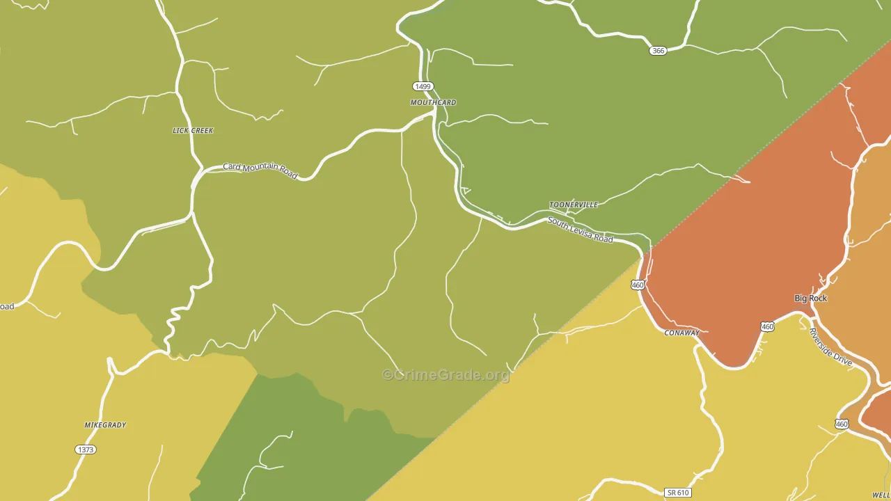 Mouthcard, KY Map of Murder Rates