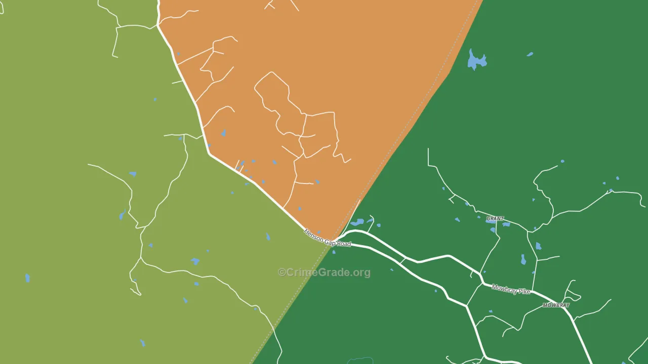 Mowbray, TN Map of Murder Rates