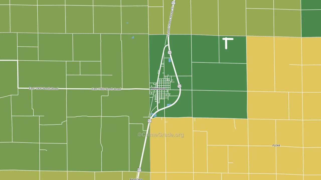 Moweaqua, IL Map of Murder Rates