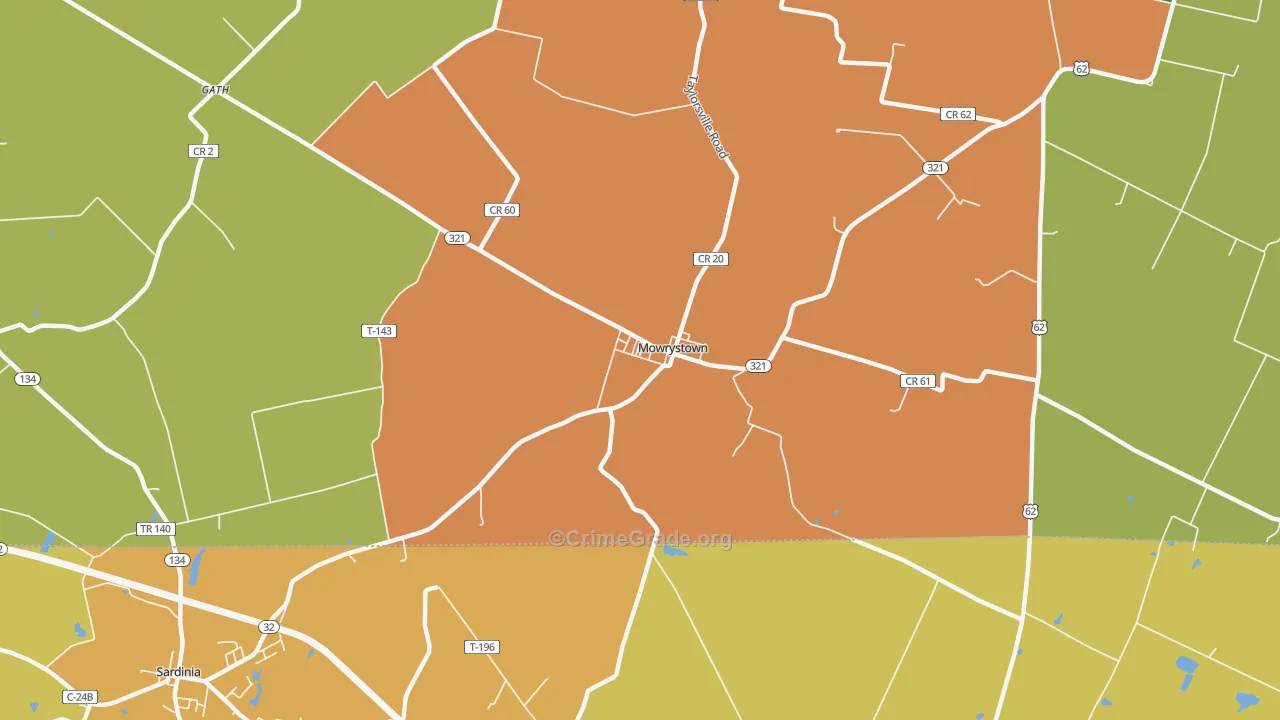 Mowrystown, OH Map of Murder Rates