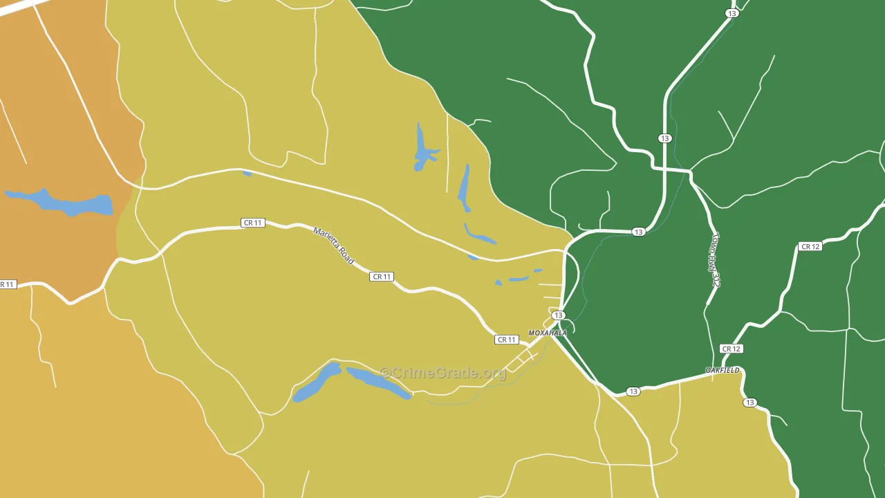 Moxahala, OH Map of Murder Rates