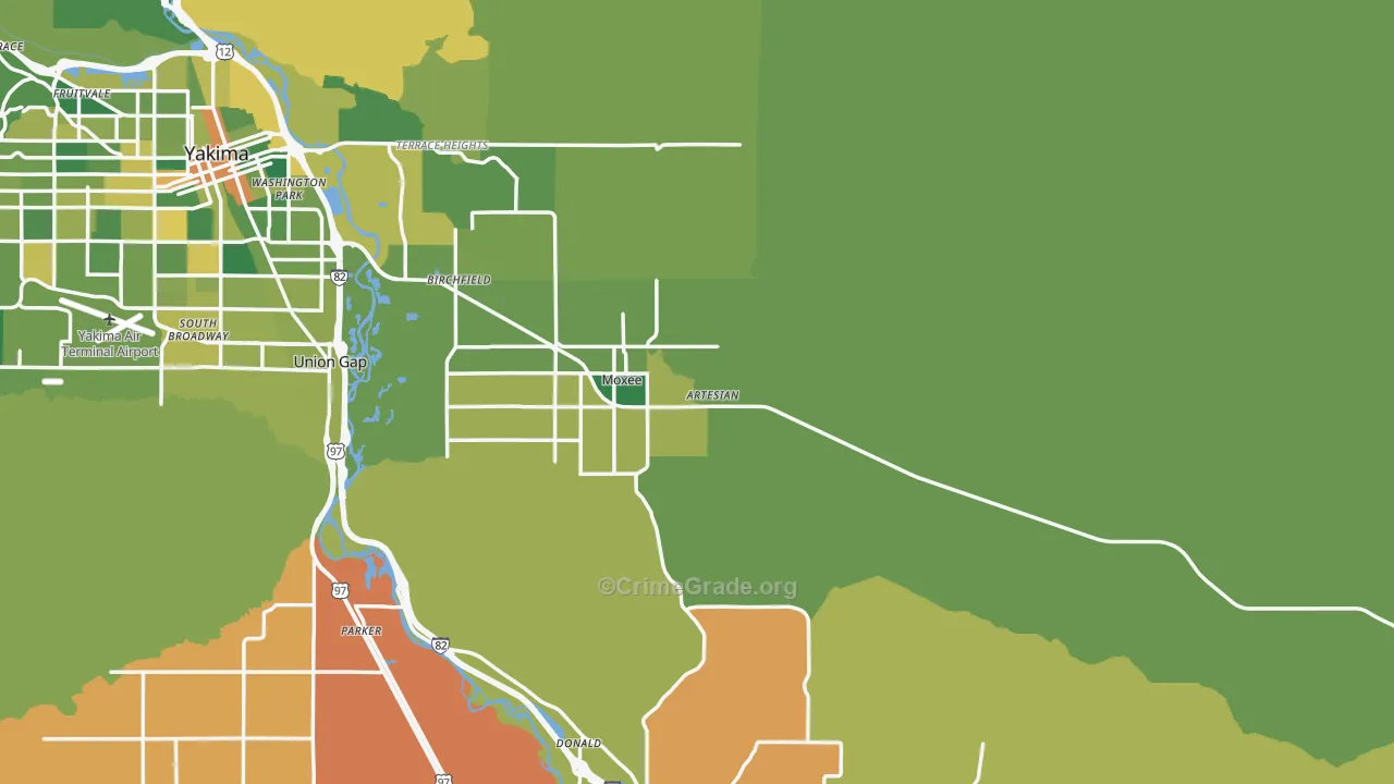 Moxee, WA Map of Murder Rates