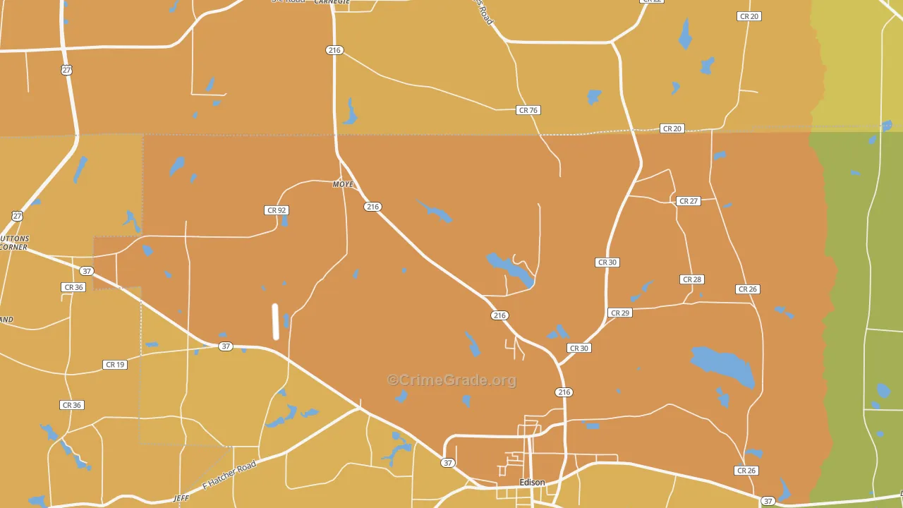 Moye, GA Map of Murder Rates