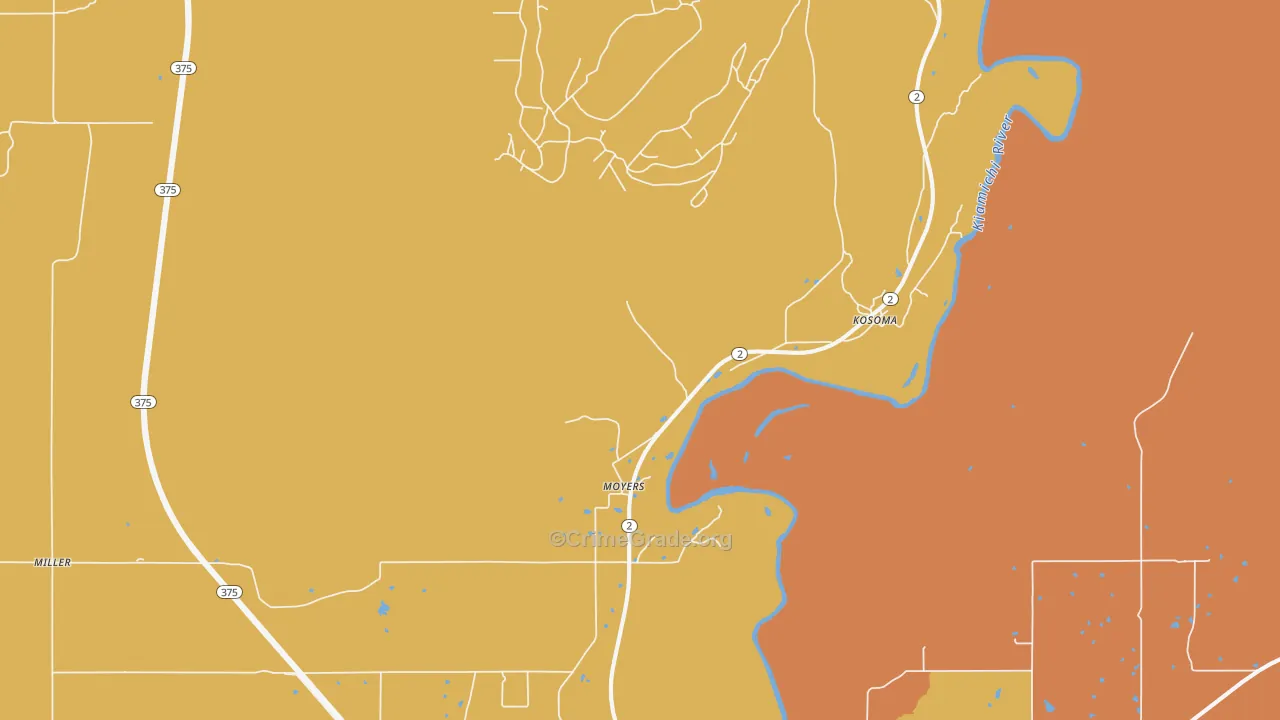 Moyers, OK Map of Murder Rates