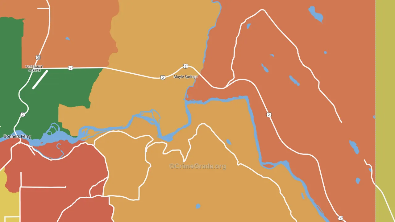 Moyie Springs, ID Map of Murder Rates