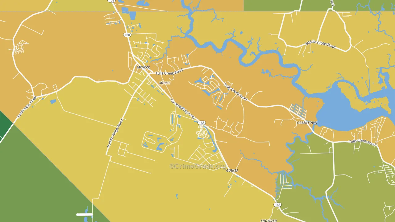 Moyock, NC Map of Murder Rates
