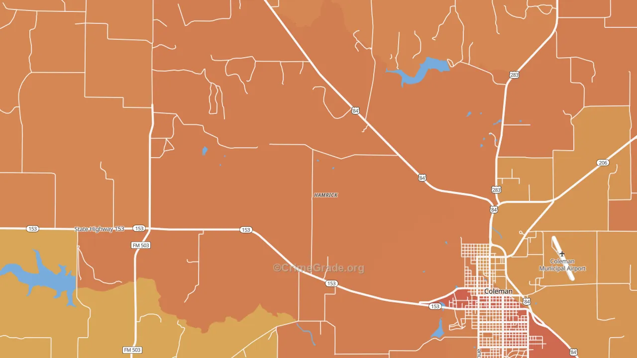 Mozelle, TX Map of Murder Rates