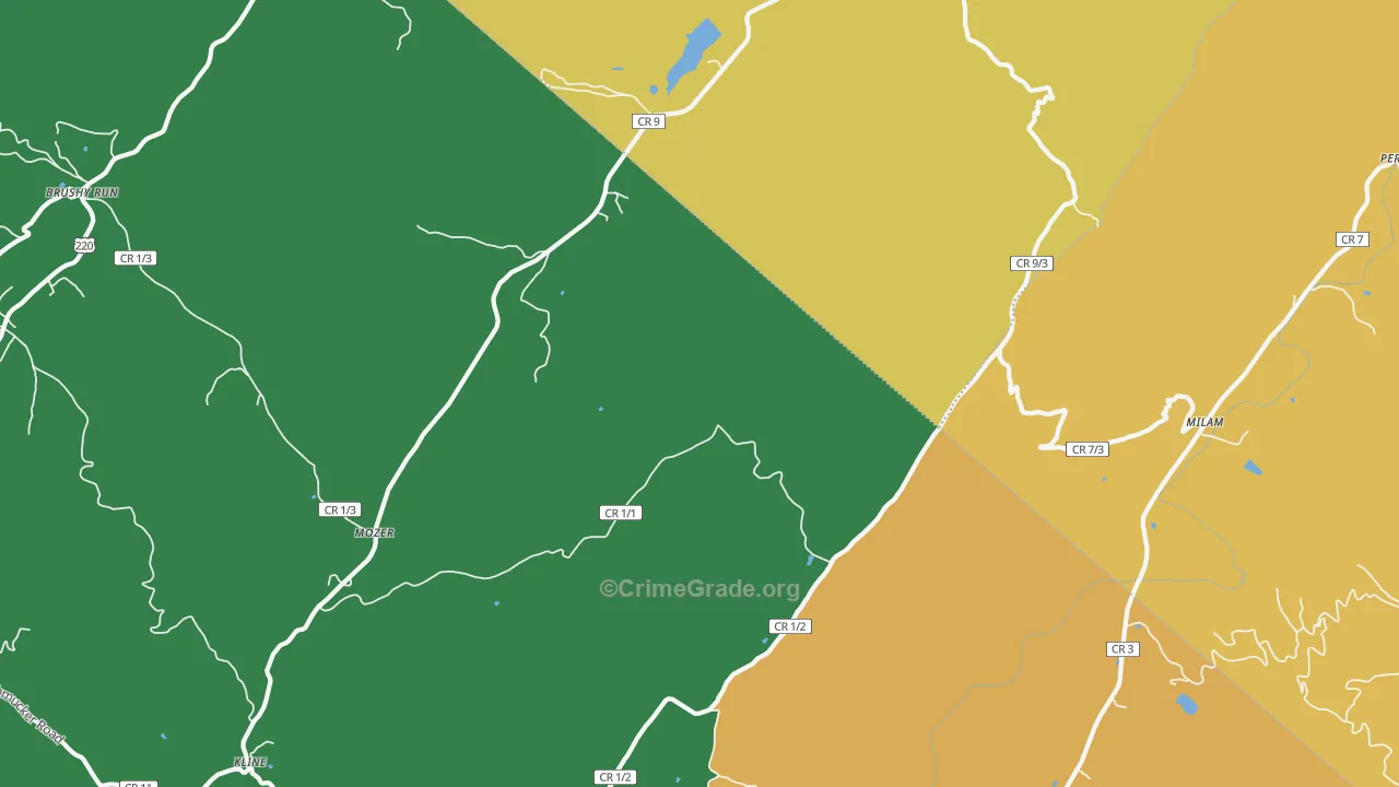Mozer, WV Map of Murder Rates