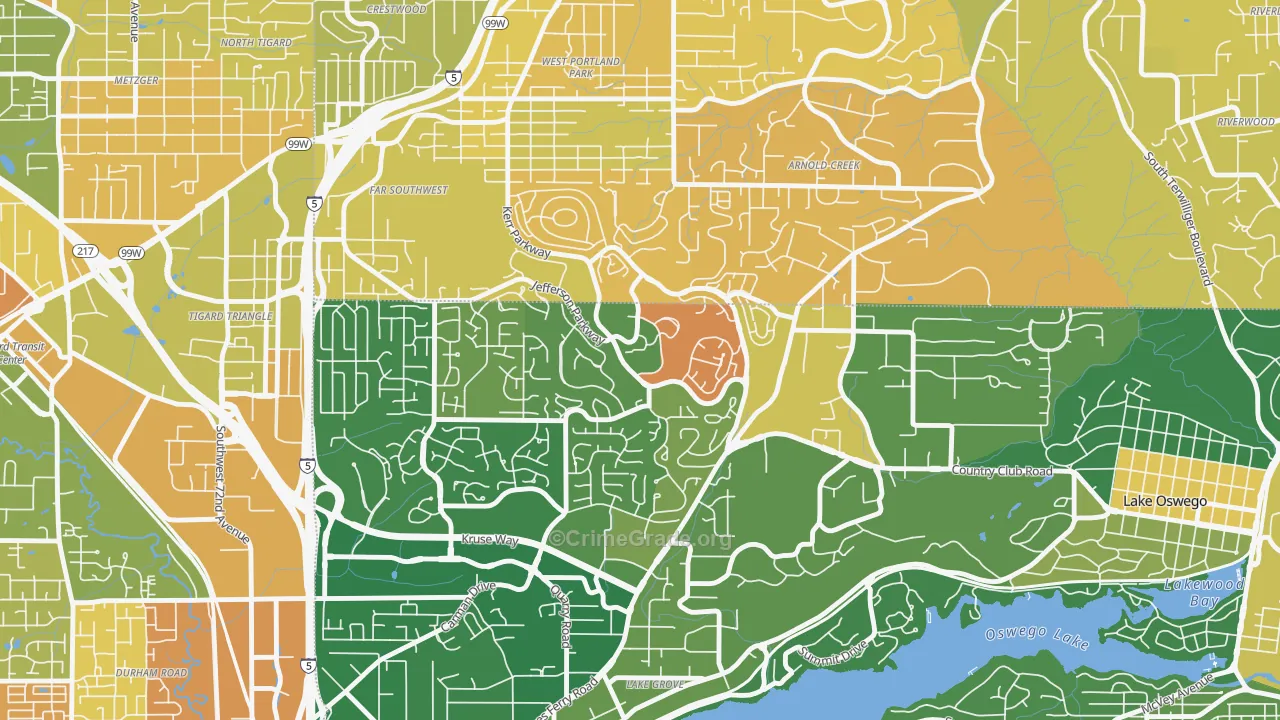 Mt. Park, Lake Oswego, OR Map of Murder Rates