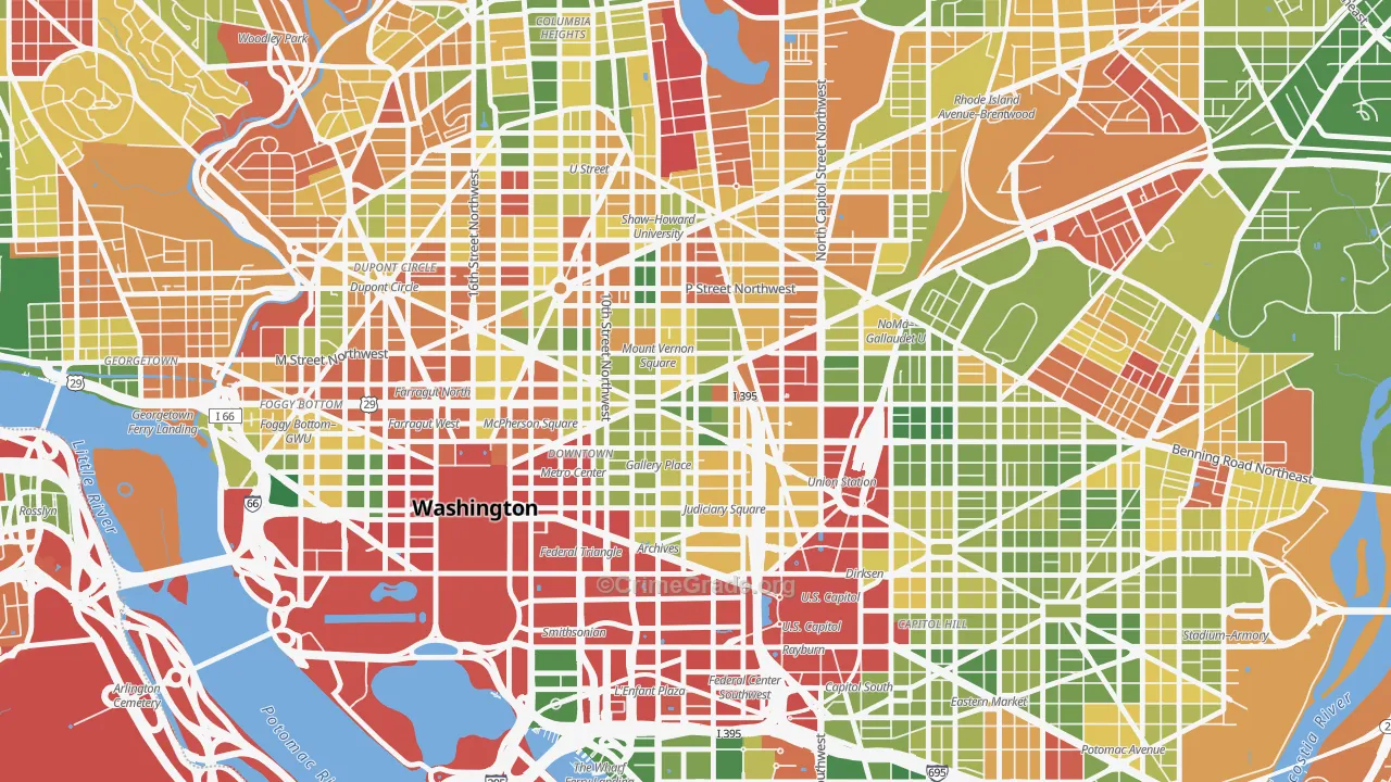 Mt Vernon Square, Washington, DC Map of Murder Rates