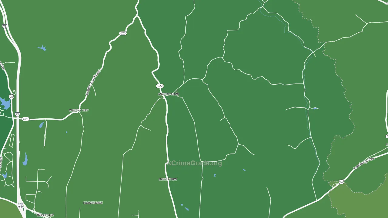 Muddy Ford, KY Map of Murder Rates