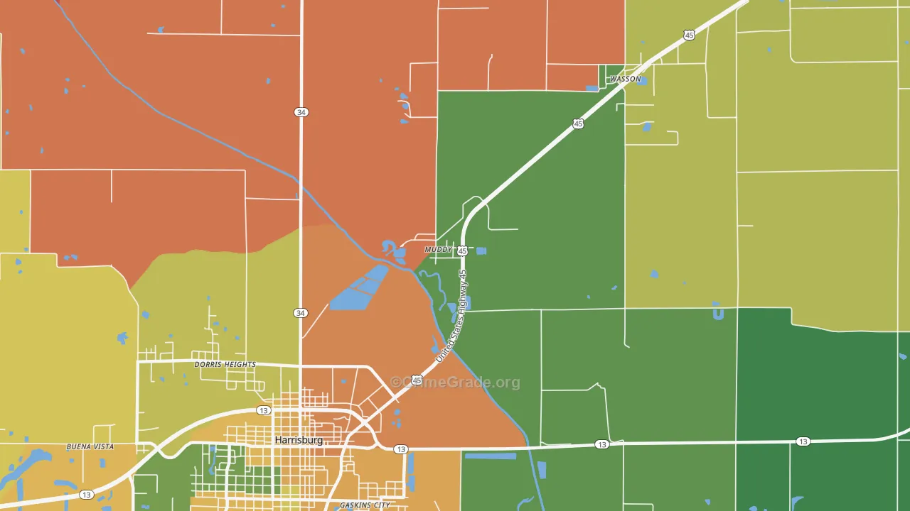 Muddy, IL Map of Murder Rates