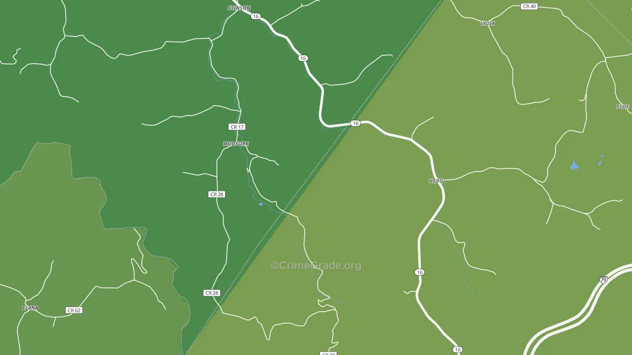 Mudfork, WV Map of Murder Rates