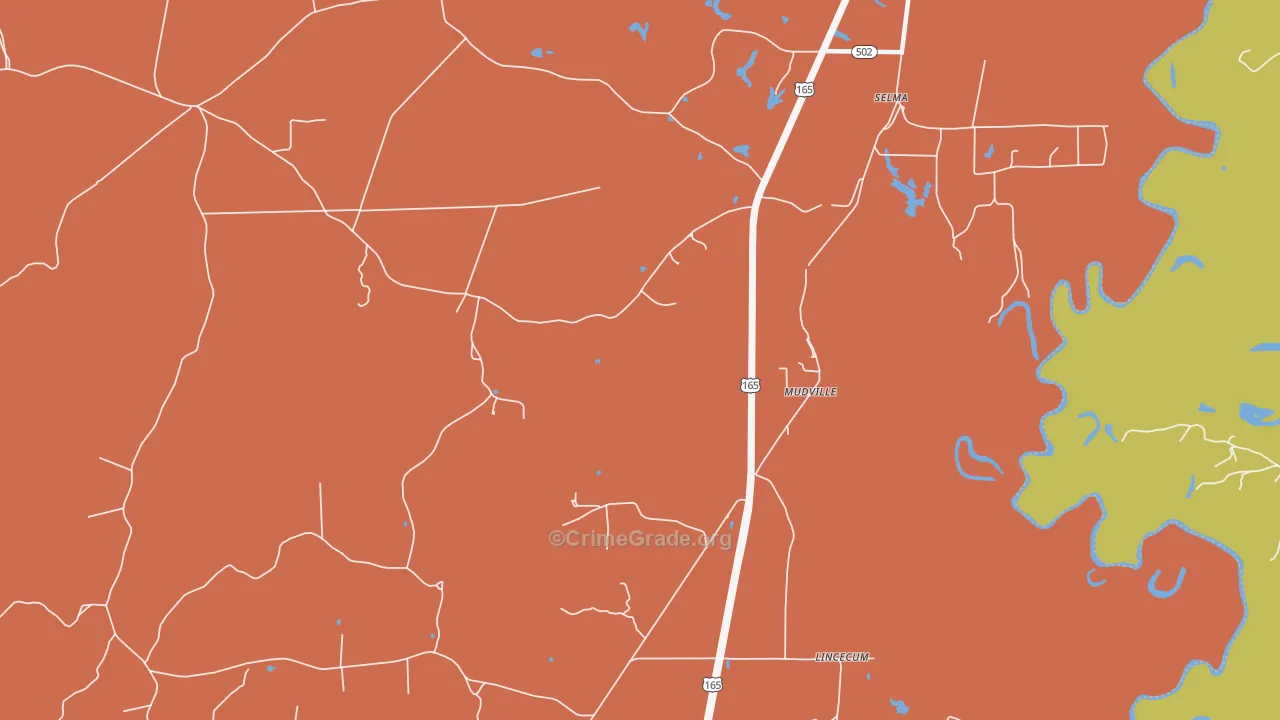 Mudville, LA Map of Murder Rates