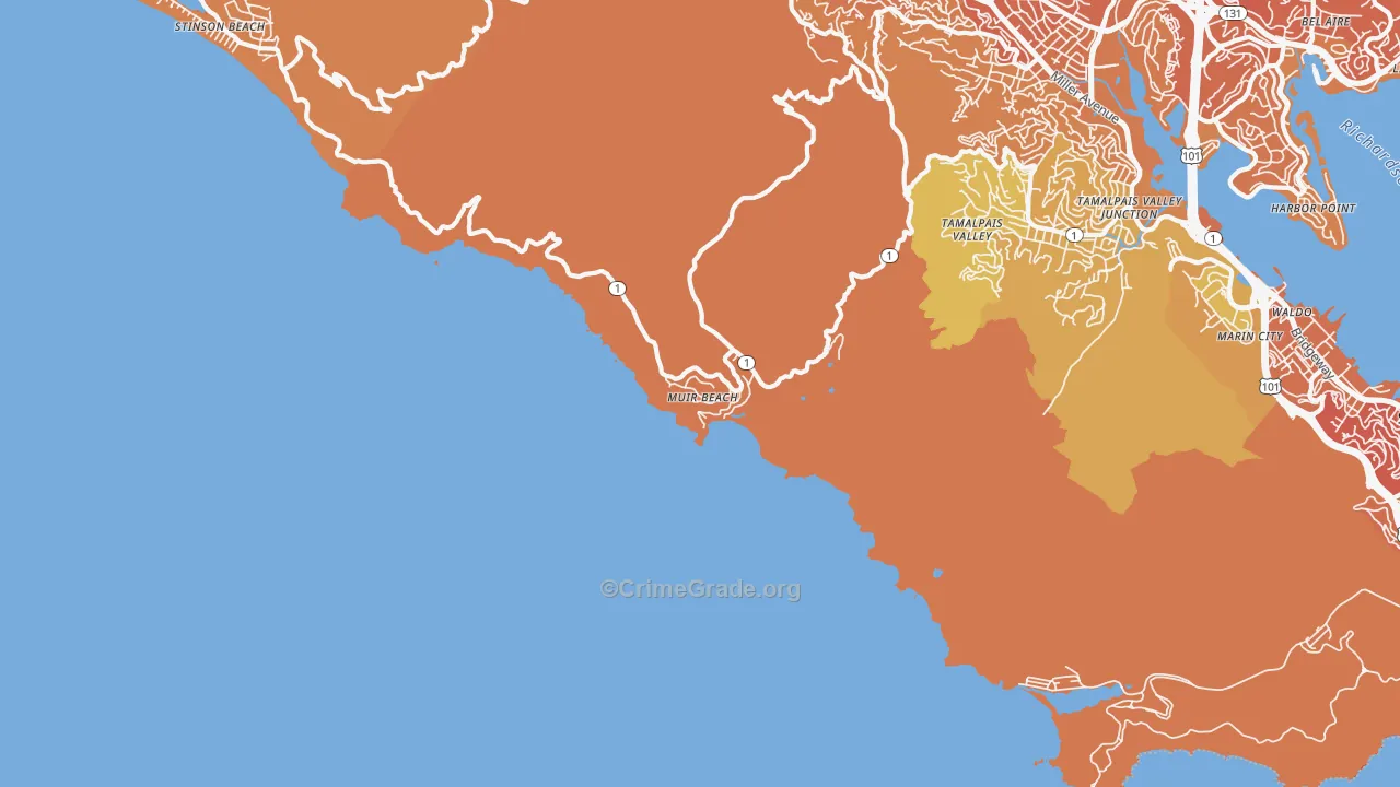 Muir Beach, CA Map of Murder Rates