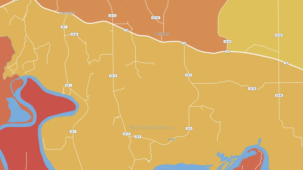 Mulberry, AL Map of Murder Rates